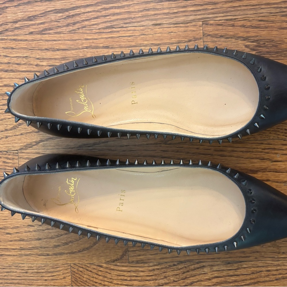 Christian Louboutin Black Spiked Flats